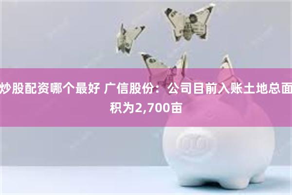 炒股配资哪个最好 广信股份：公司目前入账土地总面积为2,700亩